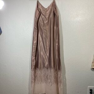 Cabernet sleepwear champagne slip dress and sheer hem detail size S